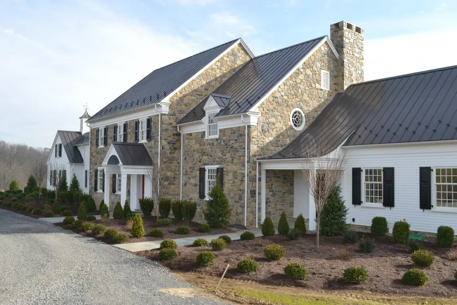 Natural stone veneer on a custom home built by Pyle Bros.