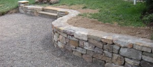 A mountain stone retaining wall at the Snyder residence in Richfield, PA.