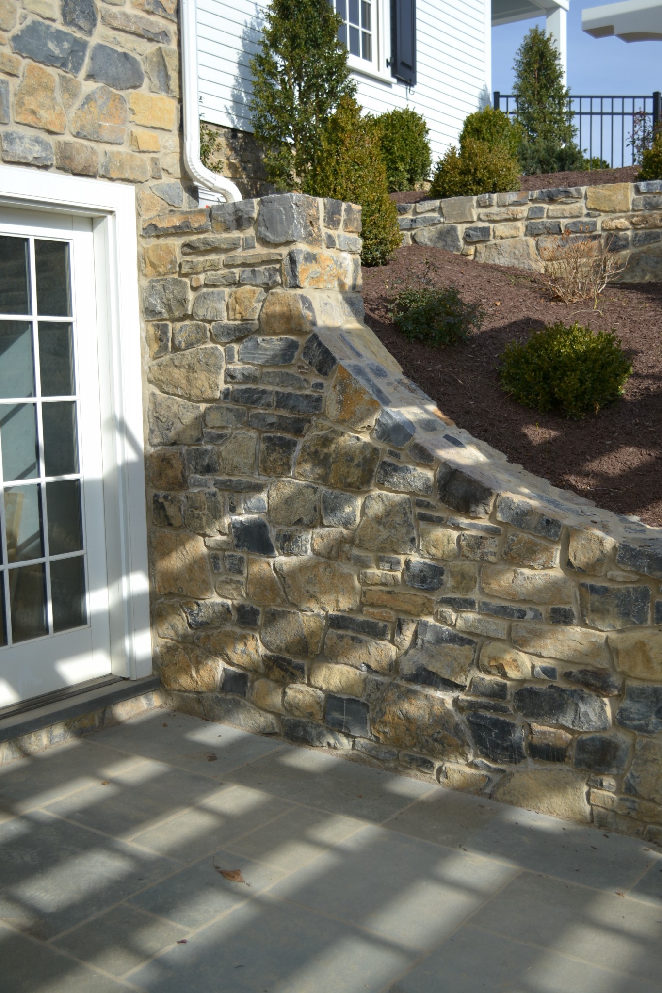 A limestone retaining wall at the Baylor House in Lewisburg, PA.